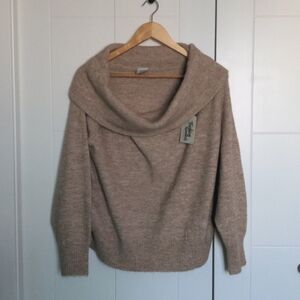 Cowl neck/Off the shoulder cream sweater